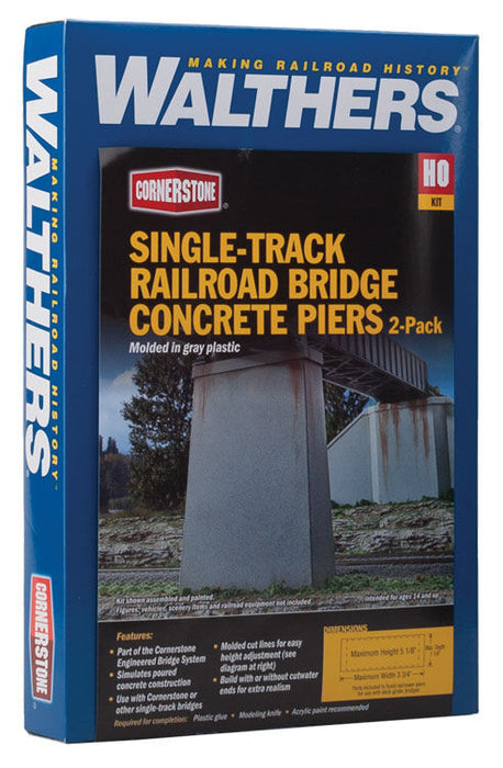Walthers Cornerstone 933-4550 HO Scale Single Track Railroad Bridge Concrete Piers 2 Pack
