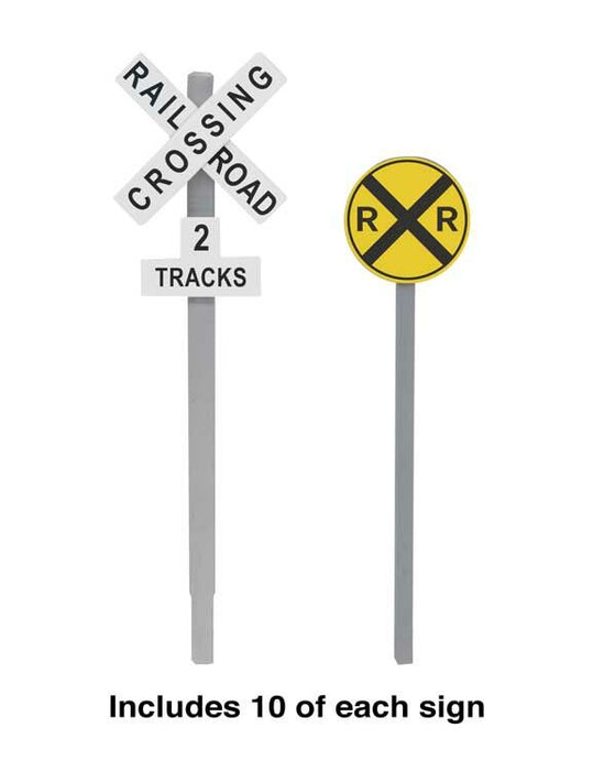 Walthers Cornerstone 9494197 HO Scale Railroad Crossing Signs — White