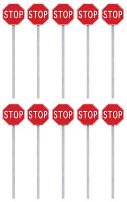 Walthers Cornerstone 949-4212 HO Scale 1954-Present Stop Signs 10 Pack