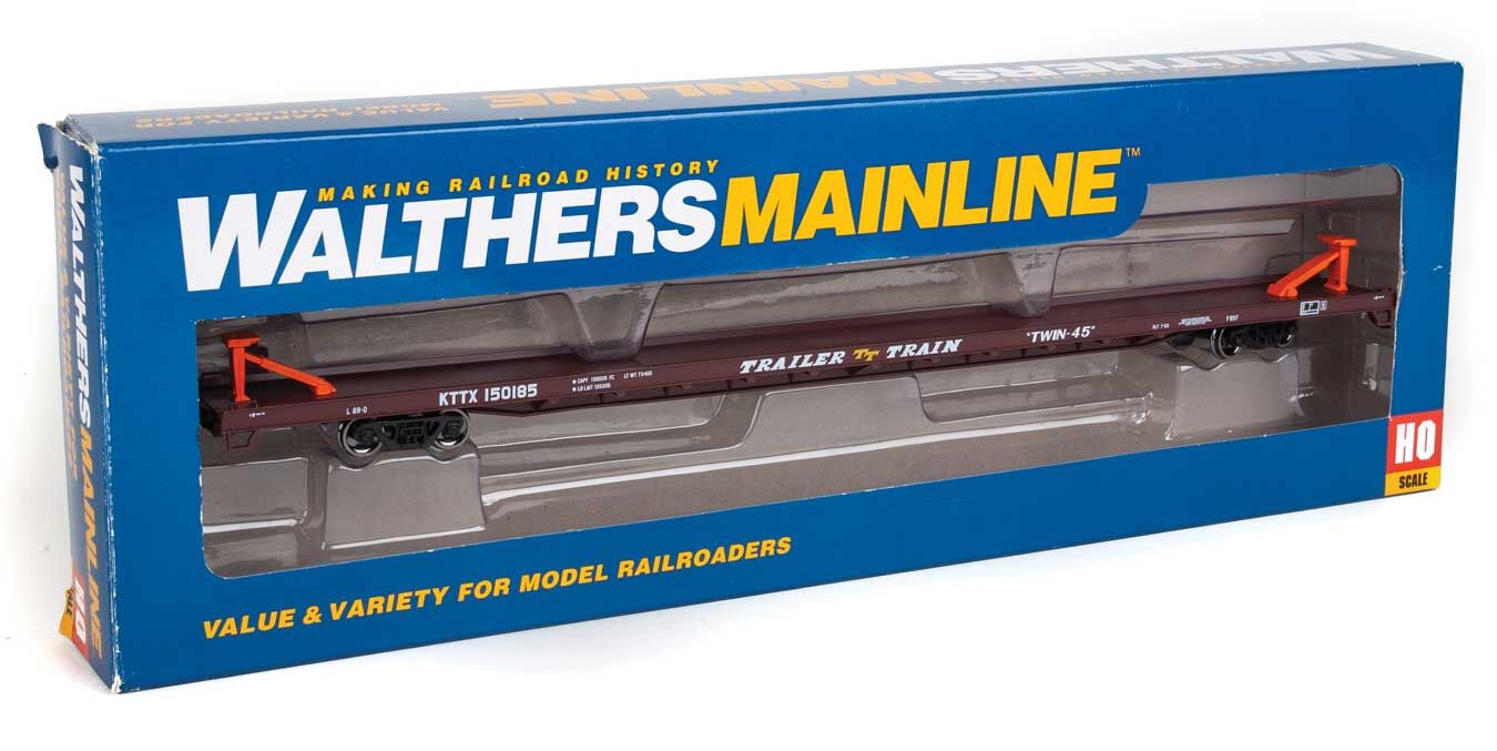 Walthers Mainline 910-5727 HO Scale 89' Channel Side Flatcar Trailer Train "Twin 45" KTTX 150185