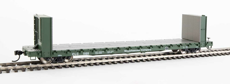 Walthers Mainline 910-5827 60' Pullman Bulkhead Flatcar Weyerhauser CLC 1105