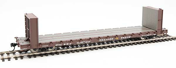 Walthers Mainline 910-5845 60' Pullman Bulkhead Flatcar Trailer Train "Brown" PTTX 91913