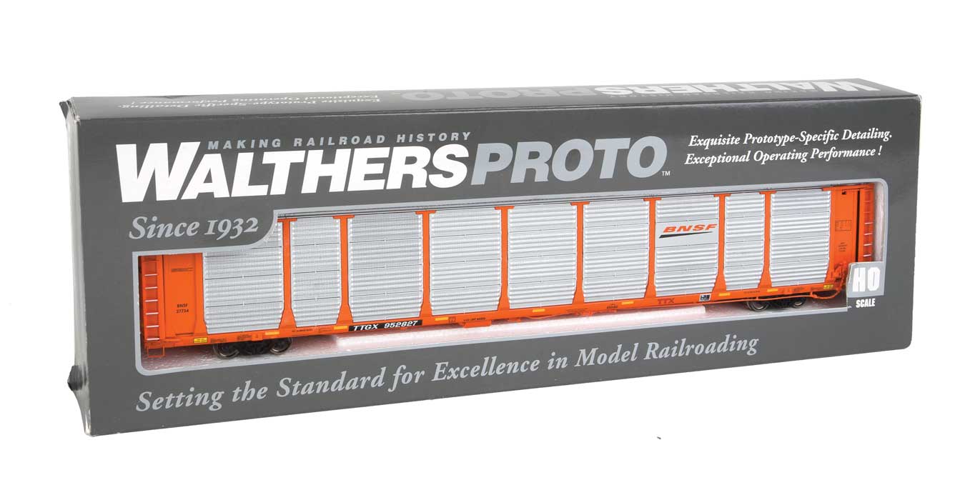 Walthers Proto 920-101348 HO Scale 89' Bi-Level Auto Carrier Orange BNSF 27796 TTGX 952908