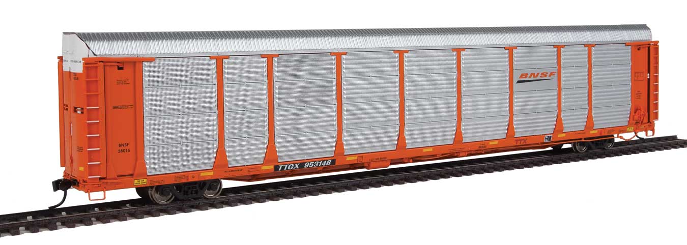 Walthers Proto 920-101349 HO Scale 89' Bi-Level Auto Carrier Orange BNSF 28016 TTGX 953148