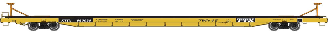 Walthers Proto 920-104215 HO Scale Bethlehem Flush-Deck Flatcar TTX "Twin 45" KTTX 960030