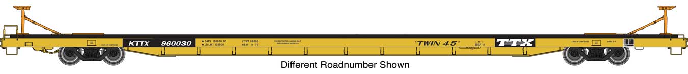 Walthers Proto 920-104216 HO Scale Bethlehem Flush-Deck Flatcar TTX "Twin 45" KTTX 960036