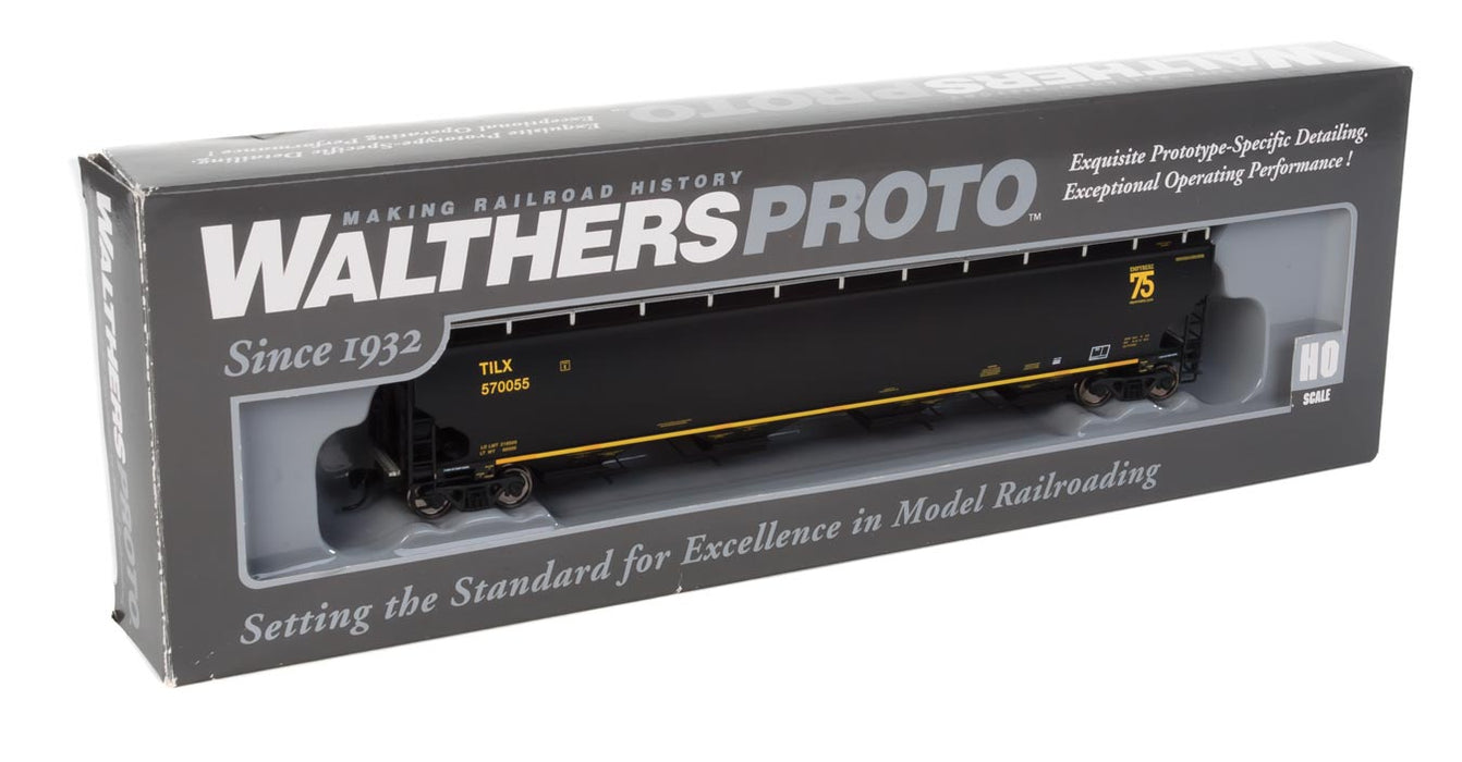 Walthers Proto 920-105834 HO Scale 67' Trinity 6351 4 Bay Covered Hopper 75th TILX 570055