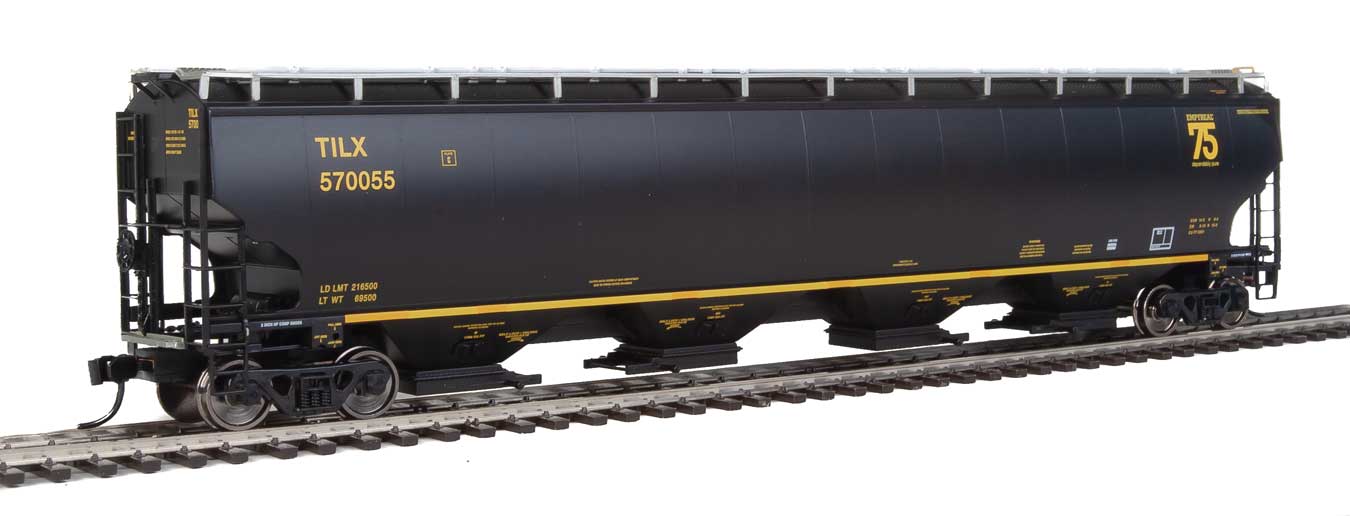 Walthers Proto 920-105834 HO Scale 67' Trinity 6351 4 Bay Covered Hopper 75th TILX 570055