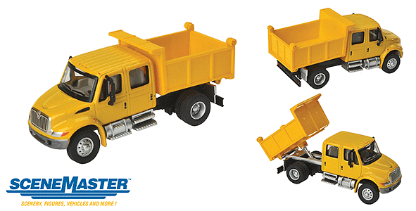 Walthers SceneMaster 949-11632 HO Scale International 4300 Crew Cab Dump Truck Yellow