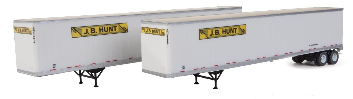 Walthers SceneMaster 949-2462 HO Scale 53' Stoughton Trailer JB Hunt 2-Pack