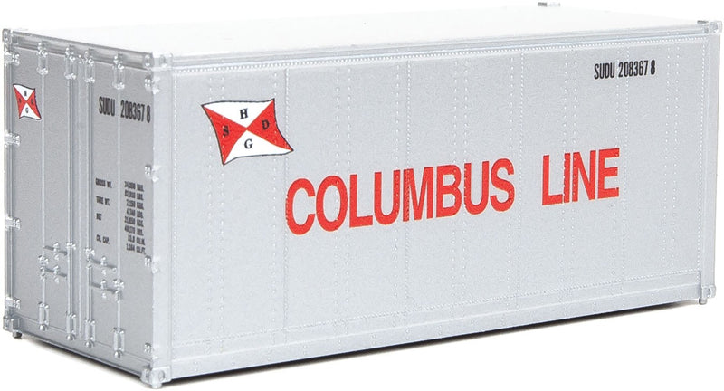 Walthers SceneMaster 949-8663 HO Scale 20' Smooth Side Container Columbus Line SUDU 
