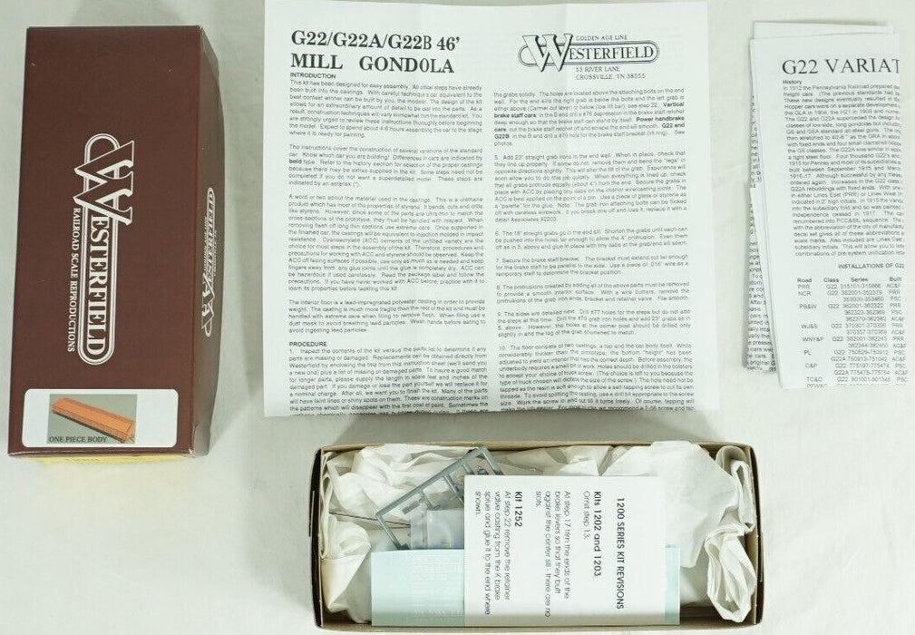 Westerfield Models 1203 HO Scale G22A Gondola Kit Pennsylvania - NOS