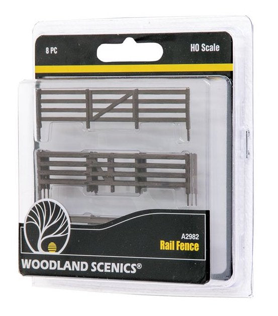 Woodland A2982 HO Scale Wood Rail Fence Kit