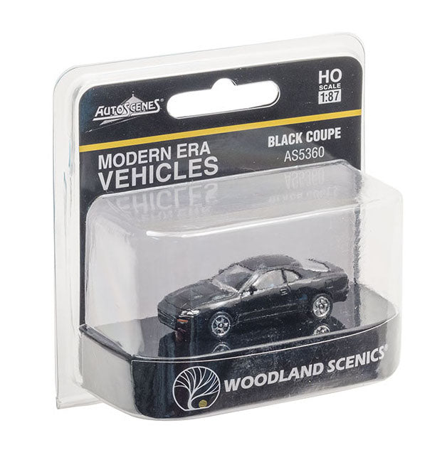 Woodland Scenics AS5360 HO Scale AutoScenes Modern Era Vehicles Black Coupe