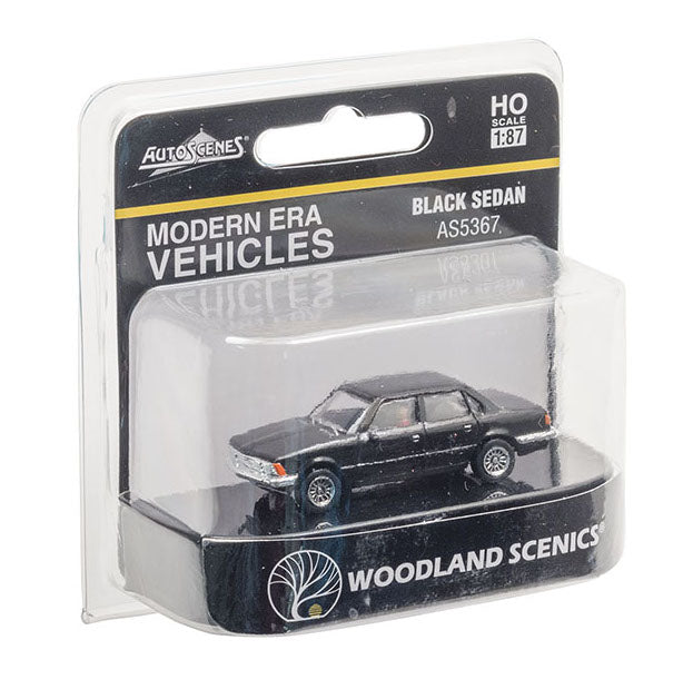 Woodland Scenics AS5367 HO Scale AutoScenes Modern Era Vehicles Black Sedan