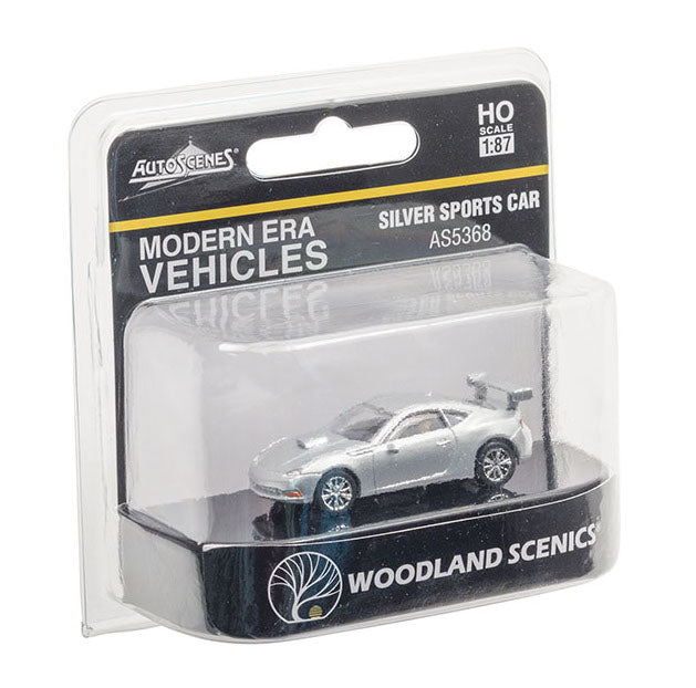Woodland Scenics AS5368 HO Scale AutoScenes Modern Era Vehicles Silver Sports Car