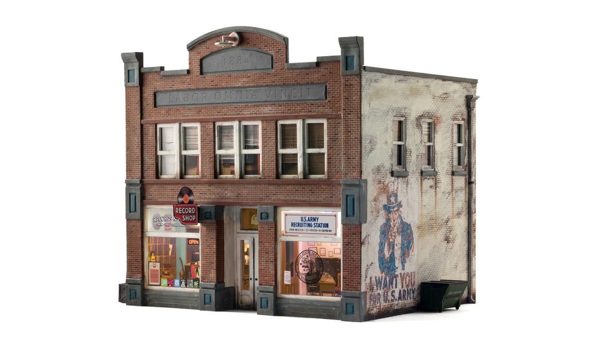 Woodland BR5067 HO Scale Built Up Structure B&R Records amd Recruiting Office