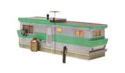 Woodland BR5861 O Scale Built & Ready Structure White/Green Trailer with Lights
