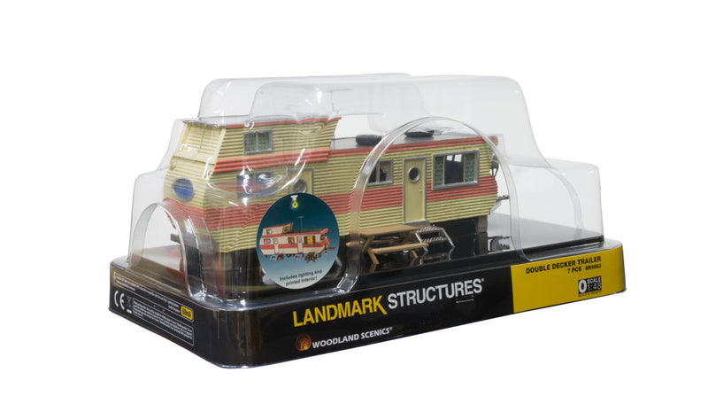 Woodland BR5862 O Scale Built & Ready Structure White/Salmon Trailer with Lights