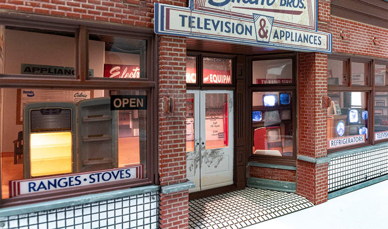 Woodland BR5873 O Scale Built Up Structure Smith Brothers TV & Appliance Store