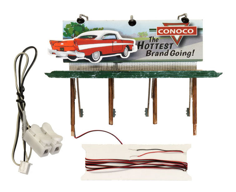 Woodland JP5793 HO Just Plug Lighted Billboard Conoco Hottest Brand