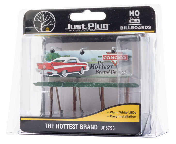 Woodland JP5793 HO Just Plug Lighted Billboard Conoco Hottest Brand