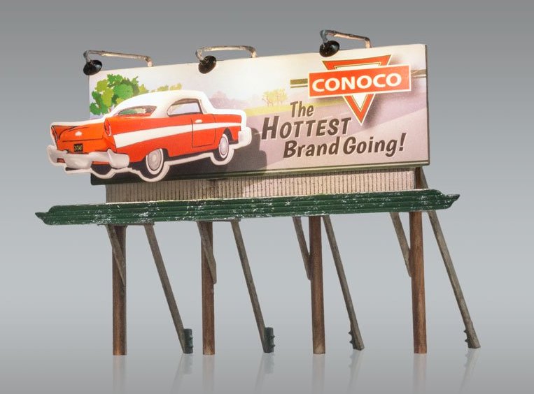 Woodland JP5793 HO Just Plug Lighted Billboard Conoco Hottest Brand