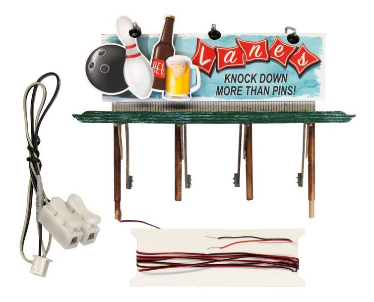 Woodland JP5796 HO Just Plug Lighted Billboard Lanes Bowling