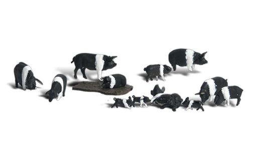 Woodland Scenics A1864 HO Scale Figures - Hampshire Pigs