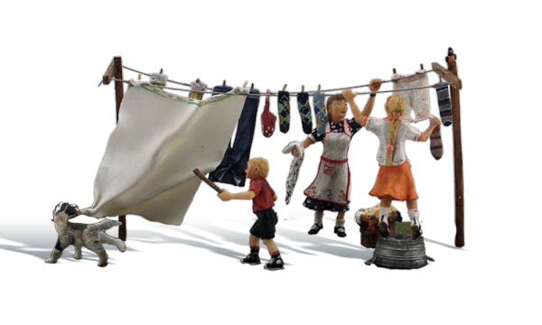 Woodland Scenics A1936 HO Scale Figures - Wash Day Getaway