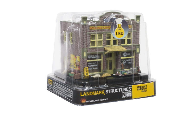 Woodland Scenics BR4921 N Scale Built Up Structure - Harrison's Hardware w/ LED
