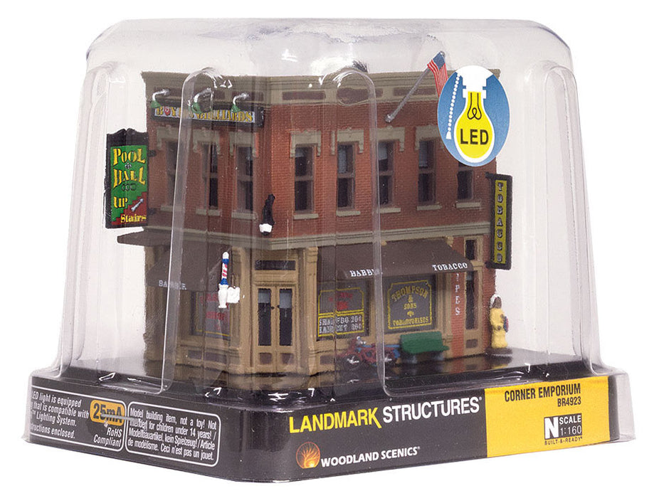 Woodland Scenics BR4923 N Scale Built Up Structure - Corner Emporium w/ LED