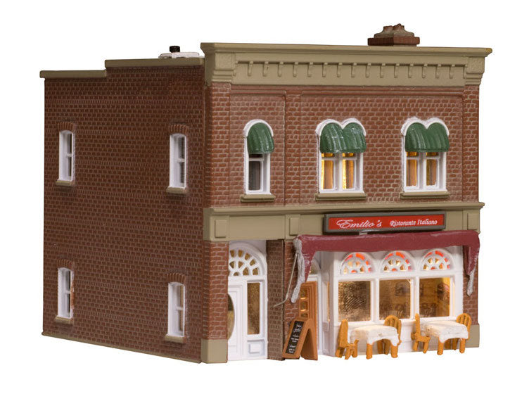 Woodland Scenics BR4945 N Scale Built Up Structure - Emilio's Italian Restaurant with LED Lighting