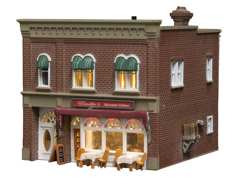 Woodland Scenics BR4945 N Scale Built Up Structure - Emilio's Italian Restaurant with LED Lighting