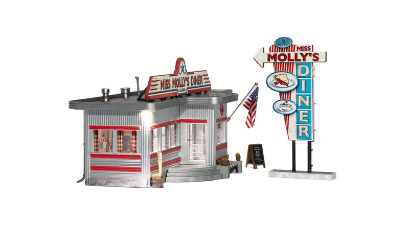 Woodland Scenics BR4956 N Scale Built Up Structure - Miss Molly's Diner with LED Lighting