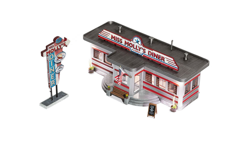 Woodland Scenics BR4956 N Scale Built Up Structure - Miss Molly's Diner with LED Lighting