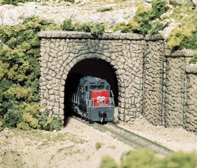 Woodland Scenics C1155 N Scale Single Track Tunnel Portal - Random Stone (2-Pack)