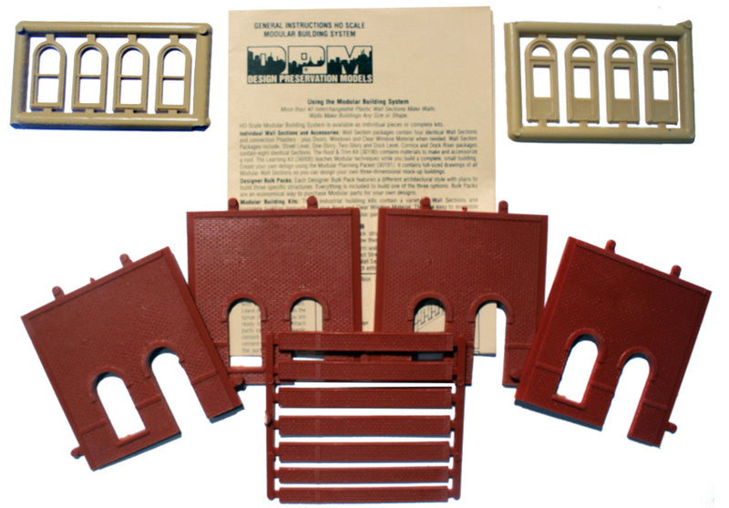 Woodland Scenics DPM 30101 HO Scale Street Level Wall Sections - Arched Entry Door 4-Pack