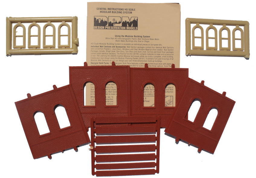 Woodland Scenics DPM 30103 HO Scale Dock Level Wall Sections - Arched Windows 4-Pack