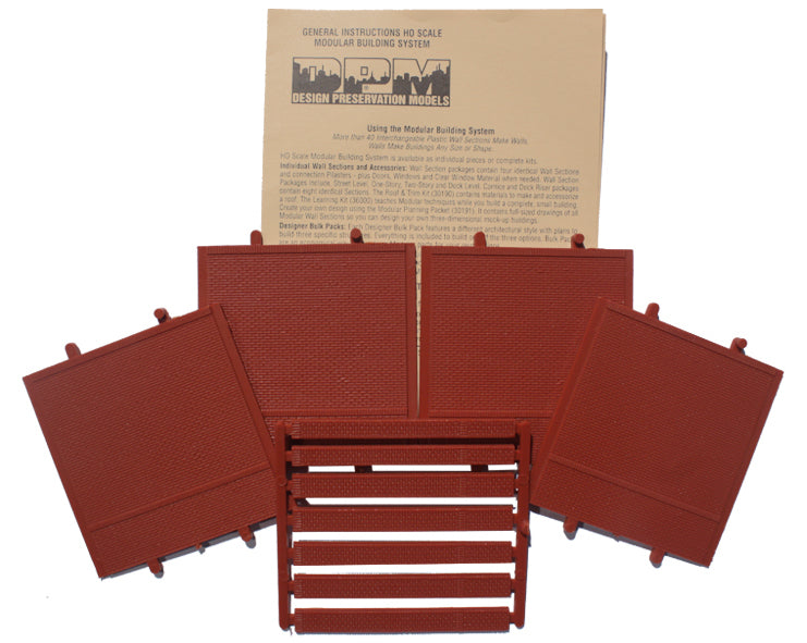 Woodland Scenics DPM 30104 HO Scale Street / Dock Level Wall Sections - Blank Wall 4-Pack