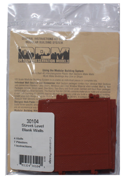 Woodland Scenics DPM 30104 HO Scale Street / Dock Level Wall Sections - Blank Wall 4-Pack