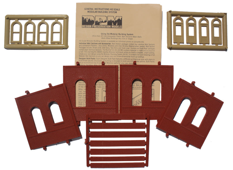 Woodland Scenics DPM 30105 HO Scale Dock Level Wall Sections - Arched Entry Door 4-Pack