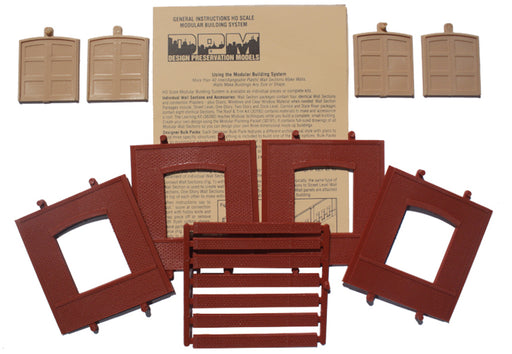 Woodland Scenics DPM 30106 HO Scale Dock Level Wall Sections - Freight Loading Entry Door 4-Pack
