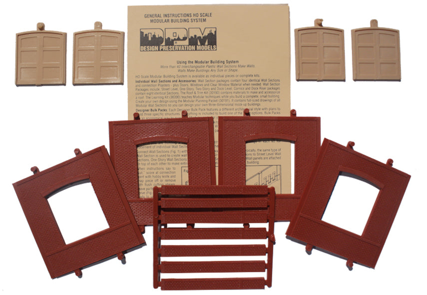 Woodland Scenics DPM 30106 HO Scale Dock Level Wall Sections - Freight Loading Entry Door 4-Pack
