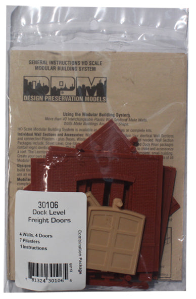 Woodland Scenics DPM 30106 HO Scale Dock Level Wall Sections - Freight Loading Entry Door 4-Pack