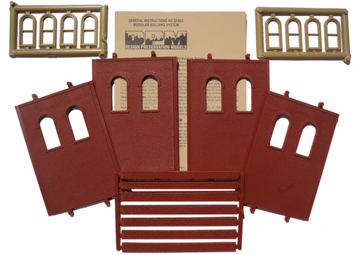 Woodland Scenics DPM 30109 HO Scale Two Story Wall Sections - 2 High Arched Windows 4-Pack