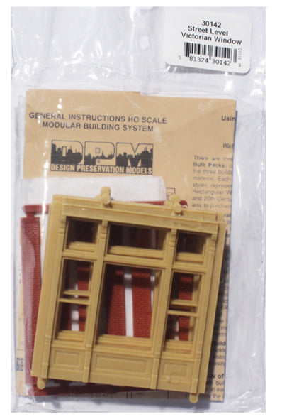 Woodland Scenics DPM 30142 HO Scale Street Level Wall Sections - Victorian Windows 4-Pack