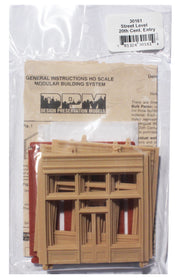 Woodland Scenics DPM 30161 HO Scale Street Level Wall Sections - 20th Century Entry Door & Windows