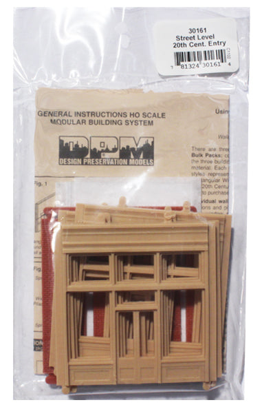 Woodland Scenics DPM 30161 HO Scale Street Level Wall Sections - 20th Century Entry Door & Windows