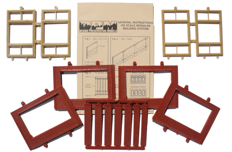 Woodland Scenics DPM 30167 HO Scale Two Story Wall Sections - 20th Century Windows 4-Pack